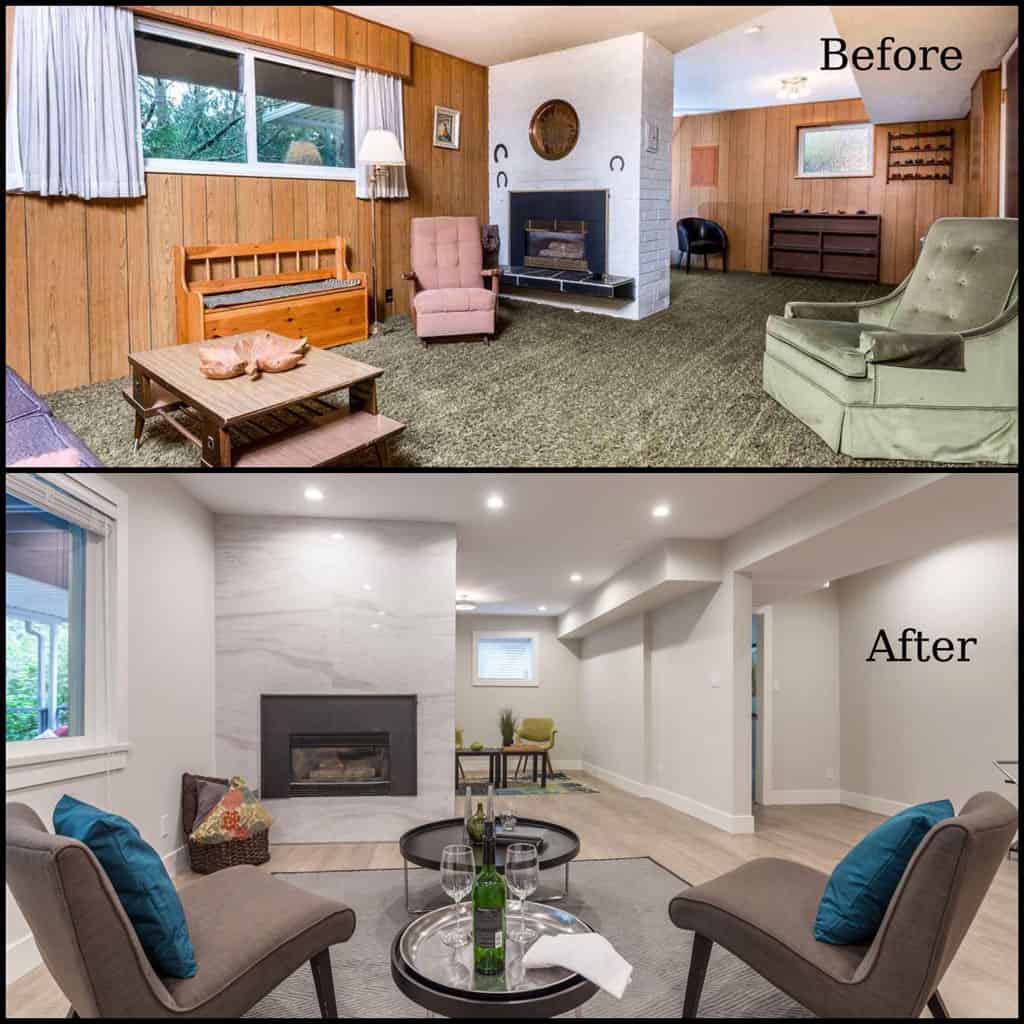 Basement before and after renovation example